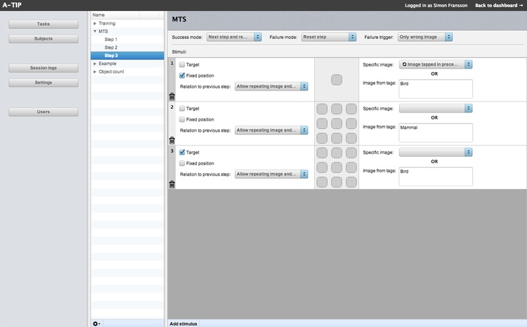 Task steps and stimuli setup